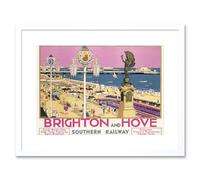Wall Art Print Brighton Hove Sussex Beach Resort Travel Artwork Framed 9X7 Inch Artery8 White W7 inch x H9 inch