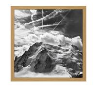 Wall Art Print Buisse Mont Blanc Tacul Mountain Summit Photo Square Framed Picture 16X16 Inch Artery8 Light Oak W16 inch x H16 inch