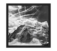 Wall Art Print Buisse Mont Blanc Tacul Mountain Summit Photo Square Framed Picture 16X16 Inch Artery8 Black W16 inch x H16 inch