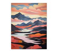Wall Art Print Cairngorms Loch Lee October Scotland Living Room Wee Blue Coo Multi W24 inch x H32 inch