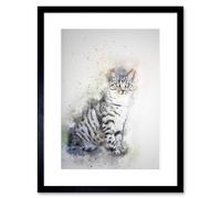 Wall Art Print Cat Kitten Pet Framed Artery8 Black W7 inch x H9 inch
