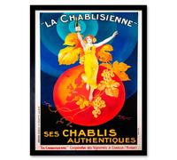 Wall Art Print Chabis Wine French Vintage Advert La Chablisienne Artistic Multicoloured Poster Art Framed Artery8 Black W12 inch x H16 inch