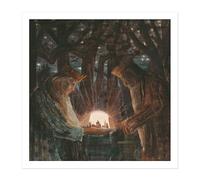 Wall Art Print Ciurlionis Fairy Tale Of Kings Symbolist Painting Square Framed Picture 16X16 Inch Artery8 White W16 inch x H16 inch