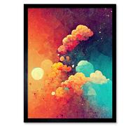 Wall Art Print Cloud Of Dreams Colourful Fantasy Sky Art Framed Artery8 Black W12 inch x H16 inch