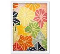 Wall Art Print Colourful Slices of Star Fruit Bright Watercolour Painting Abstract Carambola Kitchen Artwork Framed A4 Artery8 White A4