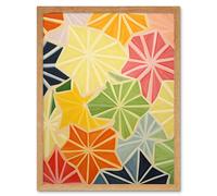 Wall Art Print Colourful Slices of Star Fruit Bright Watercolour Painting Abstract Carambola Kitchen Artwork Art Framed Artery8 Light Oak W12 inch x H16 inch