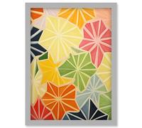 Wall Art Print Colourful Slices of Star Fruit Bright Watercolour Painting Abstract Carambola Kitchen Artwork Framed A4 Artery8 Grey A4