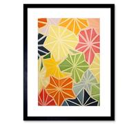 Wall Art Print Colourful Slices of Star Fruit Bright Watercolour Painting Abstract Carambola Kitchen Artwork Framed 9X7 Inch Artery8 Black W7 inch x H9 inch