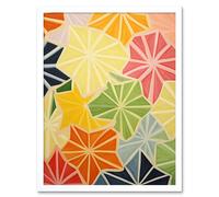 Wall Art Print Colourful Slices of Star Fruit Bright Watercolour Painting Abstract Carambola Kitchen Artwork Art Framed Artery8 White W12 inch x H16 inch