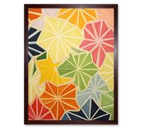 Wall Art Print Colourful Slices of Star Fruit Bright Watercolour Painting Abstract Carambola Kitchen Artwork Art Framed Artery8 Brown W12 inch x H16 inch
