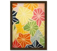 Artery8 Colourful Slices of Star Fruit Bright Watercolour Painting Abstract Carambola Kitchen Artwork Framed Wall Art Print A4