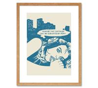 Wall Art Print Comic Capitalism Commentary Art Framed 9x7 inch Artery8 Beige W7 inch x H9 inch