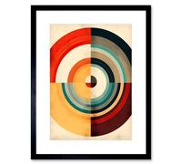 Wall Art Print Concentric Circles Bauhaus Style Minimal Colourful Vintage Artwork Framed 9X7 Inch Artery8 Black W7 inch x H9 inch