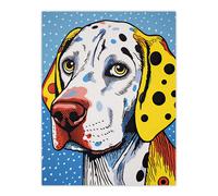 Wall Art Print Dalmatian Dog Pop Art Painting Yellow Orange Blue Roy Lichtenstein Style Vibrant Pet Portrait Poster Artery8 Blue W24 inch x H32 inch