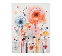Wall Art Print Dandelion Seeds Fireworks Watercolour Painting Poster Picture Artery8 Multi W24 inch x H32 inch