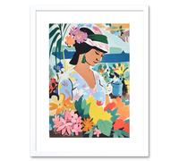 Wall Art Print Danish Pastel Aesthetic Flowers at the Market Watercolour Spring Bouquet Artwork Framed 9X7 Inch Artery8 White W7 inch x H9 inch