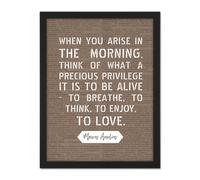 Wall Art Print Dictionary Inspiring Quote Marcus Aurelius Morning Precious Privilege Alive Large Framed Wall Décor Art Artery8 Black W18 inch x H24 inch