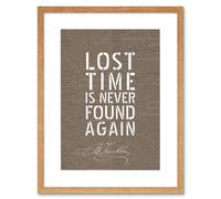 Wall Art Print Dictionary Page Quote Benjamin Franklin Lost Time Artwork Framed 9X7 Inch Artery8 Beige W7 inch x H9 inch