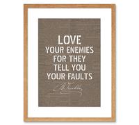 Wall Art Print Dictionary Page Quote Benjamin Franklin Love Your Enemies Artwork Framed 9X7 Inch Artery8 Beige W7 inch x H9 inch