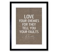 Wall Art Print Dictionary Page Quote Benjamin Franklin Love Your Enemies Artwork Framed 9X7 Inch Artery8 Black W7 inch x H9 inch