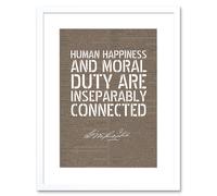 Wall Art Print Dictionary Page Quote George Washington Happiness Moral Duty Artwork Framed 9X7 Inch Artery8 White W7 inch x H9 inch
