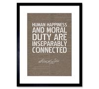 Wall Art Print Dictionary Page Quote George Washington Happiness Moral Duty Artwork Framed 9X7 Inch Artery8 Black W7 inch x H9 inch