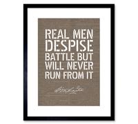 Wall Art Print Dictionary Page Quote George Washington Real Men Artwork Framed 9X7 Inch Artery8 Black W7 inch x H9 inch