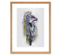 Wall Art Print Dirt Bike Motocross Sport Graphic Framed Artery8 Beige W7 inch x H9 inch