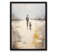 Wall Art Print Dog Walkers Dream Simple Calm Neutral Living Room Framed Wee Blue Coo Beige W12 inch x H16 inch