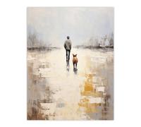 Wall Art Print Dog Walkers Dream Simple Calm Neutral Living Room Wee Blue Coo Beige W24 inch x H32 inch