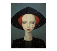 Wall Art Print Don't Rain On My Parade Red Haired Woman Living Room Wee Blue Coo Black W24 inch x H32 inch