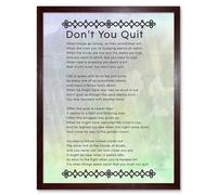 Wall Art Print Don't You Quit Poem Blue Green Watercolour Motivation Typography Quote Art Framed Artery8 Brown W12 inch x H16 inch