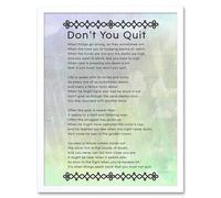 Wall Art Print Don't You Quit Poem Blue Green Watercolour Motivation Typography Quote Art Framed Artery8 White W12 inch x H16 inch
