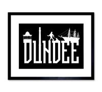 Wall Art Print Dundee Typography Silhouettes Framed 9X7 Artery8 Black W7 inch x H9 inch