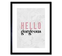 Wall Art Print Dusty Rose Hello Gorgeous Framed Artery8 Black W7 inch x H9 inch
