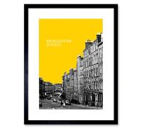 Wall Art Print Edinburgh Broughton Street Yellow Framed 9X7 Artery8 Black W7 inch x H9 inch