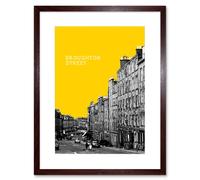 Wall Art Print Edinburgh Broughton Street Yellow Framed 9X7 Artery8 Brown W7 inch x H9 inch