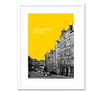 Wall Art Print Edinburgh Broughton Street Yellow Framed 9X7 Artery8 White W7 inch x H9 inch