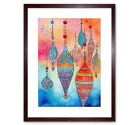 Wall Art Print Eid Lanterns Islam Folk Artwork Framed 9X7 Inch Artery8 Brown W7 inch x H9 inch