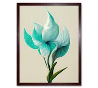 Wall Art Print Elegant White Aqua Calla Lilies Painting Art Framed Artery8 Brown W12 inch x H16 inch
