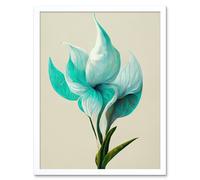 Wall Art Print Elegant White Aqua Calla Lilies Painting Art Framed Artery8 White W12 inch x H16 inch