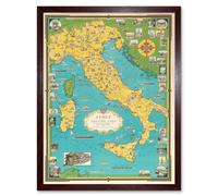 Wall Art Print Ernest Chase 1944 Italy Vatican City Detailed Vintage Pictorial Map Art Framed Artery8 Brown W12 inch x H16 inch
