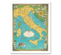 Wall Art Print Ernest Chase 1944 Italy Vatican City Detailed Vintage Pictorial Map Art Framed Artery8 White W12 inch x H16 inch