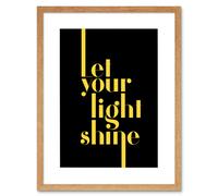 Wall Art Print Extended Yellow Let Your Light Shine Framed Artery8 Beige W7 inch x H9 inch