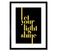 Wall Art Print Extended Yellow Let Your Light Shine Framed Artery8 Black W7 inch x H9 inch