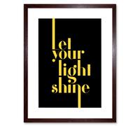 Wall Art Print Extended Yellow Let Your Light Shine Framed Artery8 Brown W7 inch x H9 inch