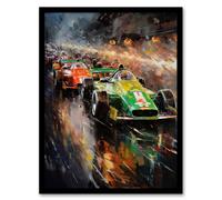 Wall Art Print F1 Motorsport Grid Start Moody Artwork Man Cave Painting Art Framed Artery8 Multi A4