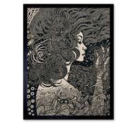 Wall Art Print Fading Away Concept Art Modern Boho Art Framed Artery8 Black W12 inch x H16 inch