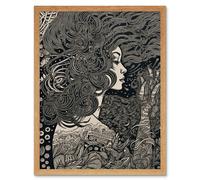Wall Art Print Fading Away Concept Art Modern Boho Art Framed Artery8 Light Oak W12 inch x H16 inch