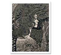 Wall Art Print Fading Away Concept Art Modern Boho Art Framed Artery8 White W12 inch x H16 inch